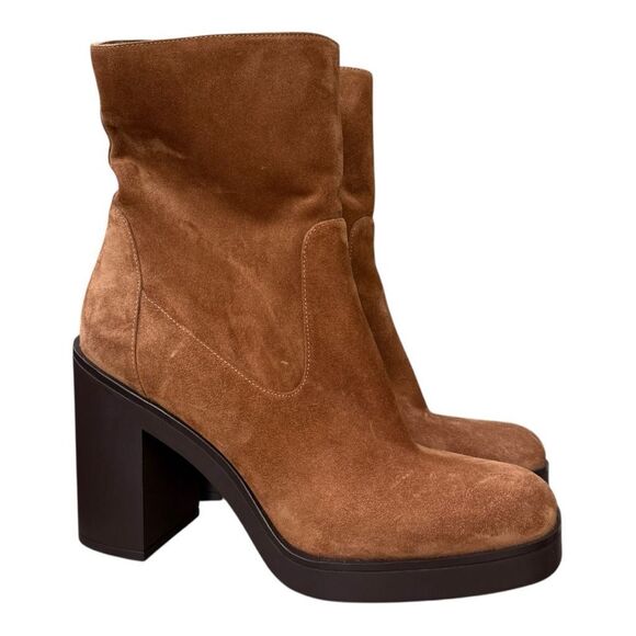 Stuart Weitzman Bethenny 80 zip bootie in doe Sport Suede size 9.5 NWOB - Picture 5 of 12